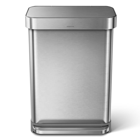 Simplehuman 55 L Rectangular Step-On Can, Brushed, Stainless Steel, 18.5 in CW2023